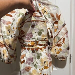 Entro Autumn Floral Blouse with Puff Sleeves
